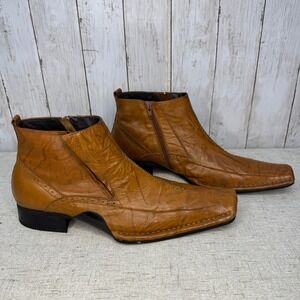 Giorgio Brutini Men's 172374 Tan Leather Square Toe Western Ankle Boots‎ – 11M